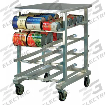 NEW AGE Can Rack: Half Size, 4 Shelves, 72 Cans Held, Mobile, 41 in Overall Ht - Mobile Can Racks