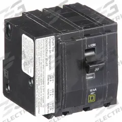SQUARE D Miniature Circuit Breaker: 30 A, 120/240V AC, Three Phase, 10kA at 120/240V AC, 3 Poles (MPN QO3301021). Key specifications — Phase: Three; Amps: 30 A; AC Voltage Rating: 120/240V AC; Max. AIR Rating: 10kA at 120/240V AC; For Use With: QO Load Centers and NQ Panelboards; Brand: SQUARE D.