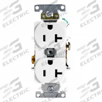 LEVITON Duplex Receptacle Outlet: Duplex, 5-20, White, 125V AC, 20 A, 2 Pole / 3 Wire (MPN 5352-W)