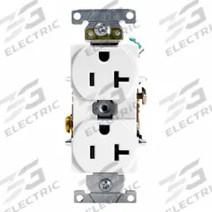LEVITON Duplex Receptacle Outlet: Duplex, 5-20, White, 125V AC, 20 A, 2 Pole / 3 Wire (MPN 5352-W)