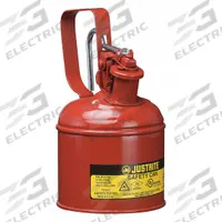 JUSTRITE Type I Safety Can: For Use With Flammables, 1/8 gal Capacity, Powder Coated Steel, Red (MPN 10001). Key specifications — Brand: JUSTRITE.