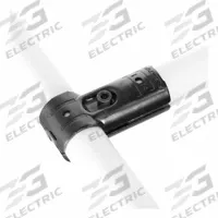 FLEXPIPE Tee Joint Set: Tee Joint Set, Tee, Black, Hot Rolled Steel, 3 1/4 in Lg, Hardware (MPN HJ-1-HW). Key specifications — Includes: Hardware; Product Type: Tee Joint Set; Brand: FLEXPIPE; Finish: Cathodic Electrodeposition; Corrosion Resistant: Yes; Material: Hot Rolled Steel.