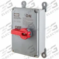 HUBBELL Enclosed Disconnect Switch: Non-Fusible, 30 A, Three Phase, 600V AC, Non-Metallic (MPN HBLDS33ACNK). Key specifications — Environment: Indoor/Outdoor; Phase: Three; Handle Color: Red; Housing Material: Non-Metallic; Standards: UL 98; Brand: HUBBELL; For Environment: Indoor & Outdoor Rated; Extra Features: Neutral Assembly.