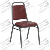 FLASH FURNITURE Stacking Chair: Faux Leather Seat, Vinyl, Metal Frame, Seat Color Burgundy, Foam (MPN FD-BHF-2-BY-VYL-GG). Key specifications — Chair Color: Burgundy.