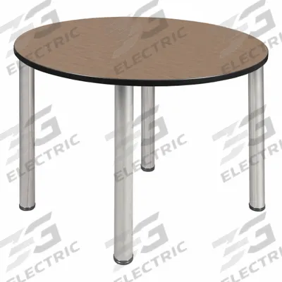 KEE Cafe/Breakroom Table: Laminate, Oak, 29 in Overall Ht - Max, Circle, Black - Cafe & Breakroom Tables
