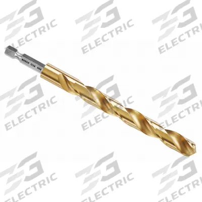BOSCH Hex Shank Drill Bit: 7/16", 135° Split Point, TiN-Coated HSS - Bosch Impact Tough Drill Bits