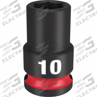 MILWAUKEE Standard Impact Socket: 3/8 in Drive Size, Metric, 10 mm Socket Size, 6-Point - 3/8" Drive Impact Sockets