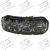 ECCO LED Warning Light: Perimeter Flashing Warning Light, Amber/White, 1/2 in Overall Wd, LED (MPN ED3793AW). Key specifications — Operating Voltage: 12-24V DC; Number of Flash Patterns: 69; Includes: Bezel for Two-Bolt Mount; Electrical Connection: Blunt Cut Wires; Mount Type: Bracket; Brand: ECCO; Shape: Rectangular.
