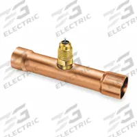 JB INDUSTRIES Access Valve Tee: Access 1/4 in Male SAE, Line 7/8 in Slip Fit, 1 7/8 in Lg (MPN A31344). Key specifications — Brand: JB INDUSTRIES; Includes: Cap; Product Type: Access Valve Tee; Valve Core Included: Yes.