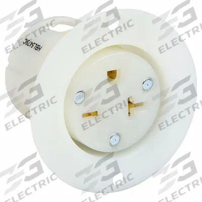 HUBBELL Flanged Receptacle: Single, 5-20, White, 125V AC, 20 A, 2 Pole / 3 Wire (MPN HBL5379C) - General Purpose Receptacles