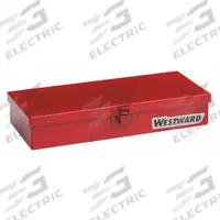 WESTWARD Tool Box: 10 1/4 in W 5 1/8 in D 1 3/4 in H, Steel, Red, Hinged Lid, 1 Compartments (MPN 35XR65). Key specifications — attr1116905: Red; attr1116917: Hinged; attr1116946: WESTWARD.