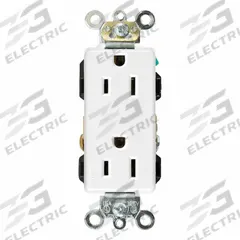 LEVITON Plugs and Receptacles: Duplex, 5-15, White, 125V AC, 15 A, 2 Pole / 3 Wire (MPN 16262-W)