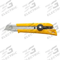 OLFA Utility Knife: 6 in Overall Lg, Rubberized, 8 Segments, 0 Blades Stored, Yellow, Plastic (MPN L-1). Key specifications — attr307932: Rubberized; attr307935: Yellow; attr307939: Plastic; attr307957: Straight; attr324893: OLFA.