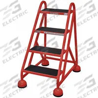 COTTERMAN Rolling Ladder: 3 ft Platform Ht, Assembled, Steel, Wt-Actuated Auto-Lock, Ribbed (MPN ST-400 A2 C6 P5). Key specifications — Includes Handrails: Handrails Not Included; Material: Steel; Brand: COTTERMAN; Color: Red.