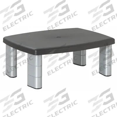 3M Monitor Stand: Black/Silver, Hardware, 5 7/8 in Max Ht, 1 in Min Ht - Monitor & Laptop Risers