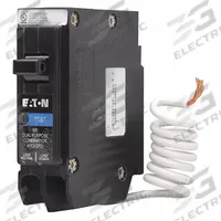 EATON Circuit Breaker: 15 A, 120V AC, Single Phase, 10kA at 120V AC, Type BR Loadcenters, 1 Poles (MPN BRP115AF). Key specifications — Amps: 15 A; AC Voltage Rating: 120V AC; Phase: Single; Max. AIR Rating: 10kA at 120V AC; Circuit Breaker Type: Combination Arc Fault Circuit Interrupter; For Use With: Type BR Loadcenters; Brand: EATON.