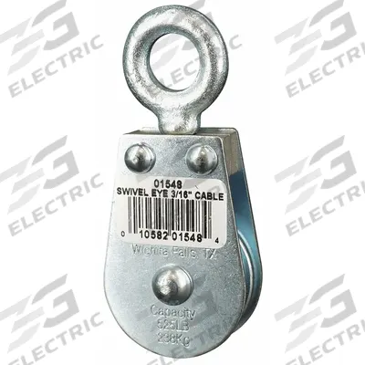 APPROVED VENDOR Pulley Block: Swivel, Upright Mount, Pulling, 525 lb Working Load Limit - Swivel-Eye Attached Pulley Blocks