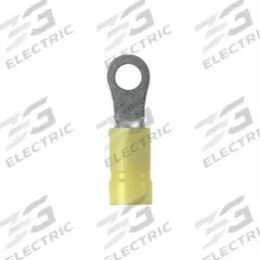 PANDUIT StrongHold(TM) EV10-8RB-Q Ring Terminal: Yellow, Vinyl Insulation, #8 Stud Size, 600 V. Key specifications — attr1308027: PANDUIT; attr1356513: EV10; attr1356587: Funnel Entry.