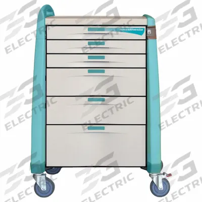 CAPSA HEALTHCARE Anesthesia Cart: Polymer, (1) Swivel with Brake/(3) Swivel, Green - Medical Procedure Carts