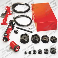 GARDNER BENDER Hydraulic Punch Driver Set (MPN KOH540A). Key specifications — attr74890: Mild Steel; attr74888: 1/2, 3/4, 1, 1-1/4, 1-1/2, 2, 2-1/2, 3, 3-1/2, 4 in Hydraulic Punches and Dies, 2-Speed Hand Pump, Drawstud for 3/4 to 4 in Punches and Dies, Stainless Steel Drawstud 3/ 8 in dia, Converter, 12-Ton Hydraulic Cylinder, 6 ft Rubber Hose Coupler, Metal Case; attr74884: 1/2 in to 4 in.