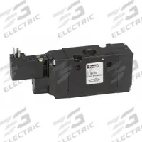 PARKER Solenoid Air Control Valve: B6, Three-Way / Two-Position, Single Solenoid, 120V AC (MPN B6V2BB553A). Key specifications — attr1084839: DIN Solenoid Connector; attr1093196: Solenoid Coil Included; attr1084853: Internal Pilot; attr1084865: Non-Locking; attr1084872: Solenoid Air Control Valve; attr1084885: Single Solenoid; attr1084828: B6V2BB553A; attr1084832: PARKER.
