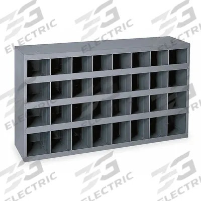 DURHAM MFG Pigeonhole Bin Unit: 34 in x 12 in x 18 in, 32 Compartments - Lipped Fixed-Size Compartmented Shelving