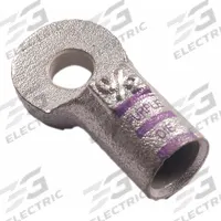 WESTWARD Lug: Crimpable Side Terminal, Crimp/Solder, Copper/Tin, 2/0 ga, Purple, 3/8 in Stud Size (MPN 23YZ96). Key specifications — Shape: Straight; Raised Pads: No; Lug Type: Crimpable Side Terminal; Contact Material: Tin; Gauge: 2/0 ga; Stud Size: 3/8 in; Color: Purple; Brand: WESTWARD.