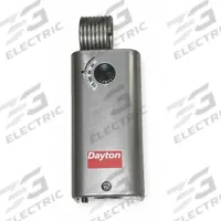 DAYTON Line Volt Mechanical Tstat: Heat or Cool, Stainless Steel, 30° to 110°F, 3.5°F (MPN 2NNR9). Key specifications — attr400419: 120 to 270V AC; attr400424: SPDT, Open/Close on Rise; attr400415: 30° to 110°F; attr400417: 3.5°F; attr400418: Hydraulic Air Coil; attr400408: Heat or Cool; attr408361: DAYTON; attr400410: Stainless Steel.