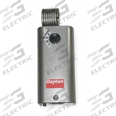 Dayton Line Volt Mechanical Tstat: Heat or Cool, Stainless Steel, 30° to 110°F - Indoor Single-Stage Controls