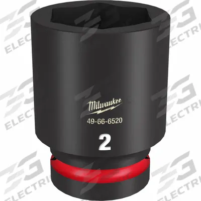 MILWAUKEE Deep Impact Socket: 1 in Drive Size, SAE, 2 in Socket Size, 6-Point, Deep - 1" Drive Impact Sockets
