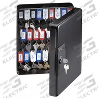 Key Cabinet: 50 Key Capacity, Single Key Lock, Steel, Black, 11 3/4 in Ht, 9 3/8 in Wd, 3 7/8 in Dp (MPN KB-50). Key specifications — Brand: SENTRY SAFE; Finish: Gloss; Includes Key Tags: Includes Key Tags; Includes Mounting Hardware: Mounting Hardware Included; Color: Black; Mounting Location: Wall; Material: Steel.