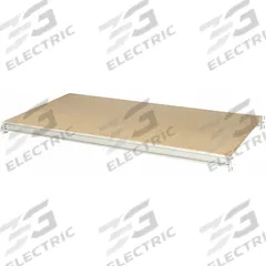 HALLOWELL Bulk Rack Shelf: 48 in x 24 in x 3 1/8 in, 14 ga Beams, Particleboard (MPN HBRL4824P-PL). Key specifications — Decking Material: Particleboard; Frame Finish: Powder Coated; Frame Material: Steel; Color: Light Gray; Includes: Cross Bars; Brand: HALLOWELL.