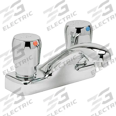 ZURN Low Arc Bathroom Faucet: AquaSpec, Centerset, Cast Brass, Chrome Finish - Centerset Push-Button Metering Bathroom Faucets