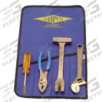 AMPCO Nonsparking Tool Kit: 4 Total Pcs, Tool Roll (MPN M-46). Key specifications — attr538283: AMPCO; attr549034: Lineman's Pliers; attr549035: (1) Slotted Screwdriver; attr549036: None; attr549037: (1) Adjustable Wrench; attr549038: (1) Pry Bar.