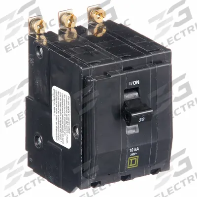 SQUARE D Miniature Circuit Breaker: 30 A, 120/240V AC, Three Phase, 10kA at 120/240V AC - QOB Series, Bolt-On Square D Miniature Circuit Breakers