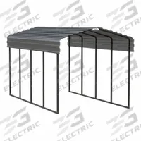 ARROW Carport: 20 ft Overall Lg, 10 ft Overall Wd, 9 ft Overall Ht, Powder Coated, Galvanized Steel (MPN CPHC102009). Key specifications — Brand: ARROW; Frame Color: Black; Includes: Easy Hook Anchors; Leg Adjustability: Fixed Legs; Panel Color: Charcoal; Panel Material: Galvanized Steel.