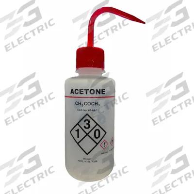 APPROVED VENDOR Wash Bottle: 500 mL, Acetone, Red, Narrow, Std Spout Spout - Narrow Mouthed Standard Spout Wash Bottles