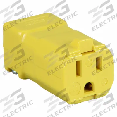 HUBBELL Straight Blade Connector: 5-15R, 125V AC, 15 A, 2 Pole, 3 Wire, Yellow (MPN HBL5969VY) - Hinged Connectors