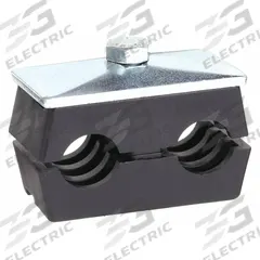 BEHRINGER PIPE SYSTEMS Vibration-Dampening Beta Clamp: Ribbed Bore, Steel Clamp, For 2 Lines (MPN R0T3075-PP)