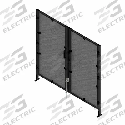 FAZTEK T-Slot Framing System Door: Stand-Alone, Black, Double Swing - Wire Mesh Standalone Door Kits