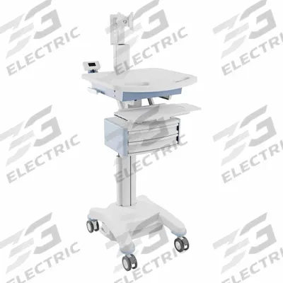 LUXOR Medical Workstation Cart: Aluminum, (2) Swivel with Brake, White, 2 Drawers - Mobile Medical Equipment Workstations