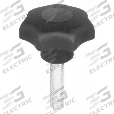 KIPP Hand Knob: 7 Point, Plastic w/ Steel Thread, M8 Thread, 15 mm Thread Lg - 7-Arm Knobs with Threaded Stud