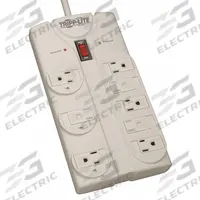 TRIPP LITE Outlet Strip: 8 Outlets, 8 ft Cord Lg, 1,440 J Rated Energy, 15 A Current, UL 1363, Gray (MPN TLP808). Key specifications — Brand: TRIPP LITE; Mounting Style: Keyhole.