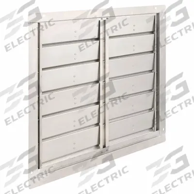 Dayton 39"H-W 5 1/4"L SS Backdraft Dampr: For 36 in Fan, Double Panel, 39 in H - Wall-Mount Backdraft Dampers