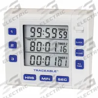 TRACEABLE Alarm Timer: 1 in x 3 in x 3 1/4 in, 1 in Overall Dp, 3 in Overall Ht, LCD, Audible (MPN 5000). Key specifications — Clock Function Included: Yes; Count Direction: Count Up; Features: Display Allows Simultaneous Up and Down Timing on Different Channels with Unlimited Time-Outs; Digital Display Screen Type: LCD; Alarm Type: Audible; Brand: TRACEABLE; Maximum Time Setting: 99 hrs 59 minutes 59 seconds.