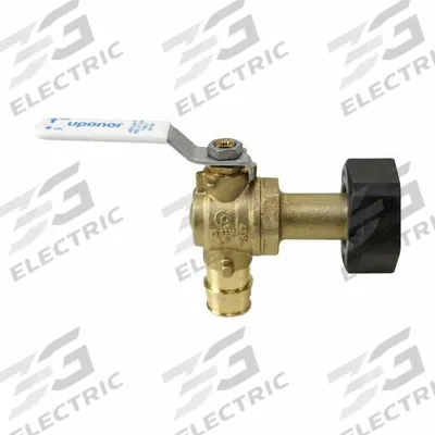 UPONOR Manual Two-Way Ball Valve: 1 in, Brass, Angle, PEX x NPSM - Water Meter Brass Ball Valves