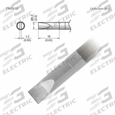 HAKKO Soldering Tip: T39 Series, Chisel, 5.2 mm W - T39 Series Soldering Tips