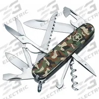 VICTORINOX SWISS ARMY Folding Knife: 9 Tools, 3 1/2 in Closed Lg, 6 1/4 in Open Lg, Stainless Steel (MPN 1.3713.94). Key specifications — attr15951: VICTORINOX SWISS ARMY; attr10312: Camouflage; attr15963: Plastic; attr15985: Stainless Steel; attr15986: Large Knife; attr519229: Pocket-Size; attr519230: Wire Stripper; attr519231: Knife.