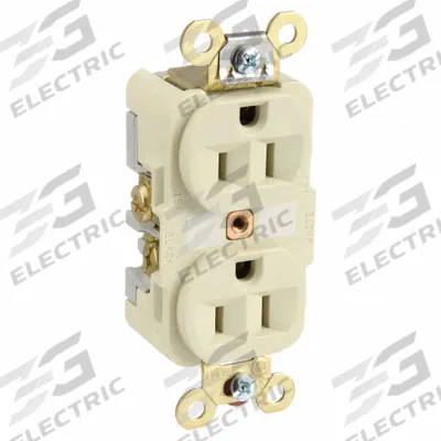 HUBBELL Receptacle: Duplex, 5-15, Ivory, 125V AC, 15 A, 2 Pole / 3 Wire (MPN HBL5262I) - General Purpose Receptacles