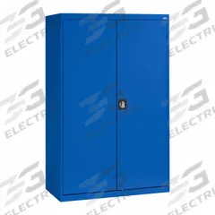 SANDUSKY Shelf Cabinet: 46 in x 24 in x 72 in, 4 Shelves, Recessed Handle & Three-Point Locking (MPN EACR462472-06). Key specifications — attr113700: (3) Adjustable; attr113673: Frame; attr113674: Blue; attr113686: No; attr113685: Assembled; attr113675: Hanging Rods; attr113689: Recessed; attr66488: SANDUSKY.